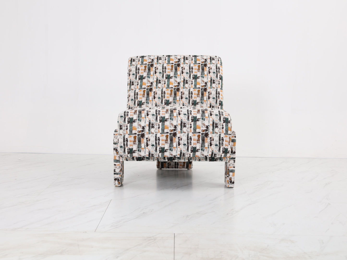 Moderne Retro Lounge Chair – Stoffen Fauteuil met Abstract Patroon 76x86x86
