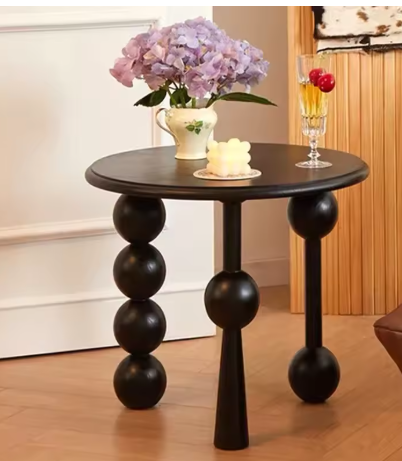 Luxe Franse Salontafel Rond – Massief Walnoothout – Vintage Opbergtafel – Lichte Houten Tafel – Nachtkastje of Bijzettafel – Woonkamer Accent