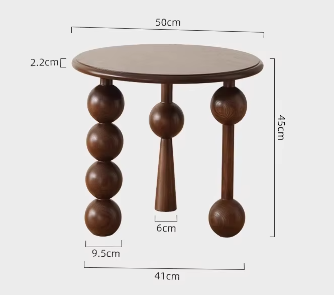 Luxe Franse Salontafel Rond – Massief Walnoothout – Vintage Opbergtafel – Lichte Houten Tafel – Nachtkastje of Bijzettafel – Woonkamer Accent