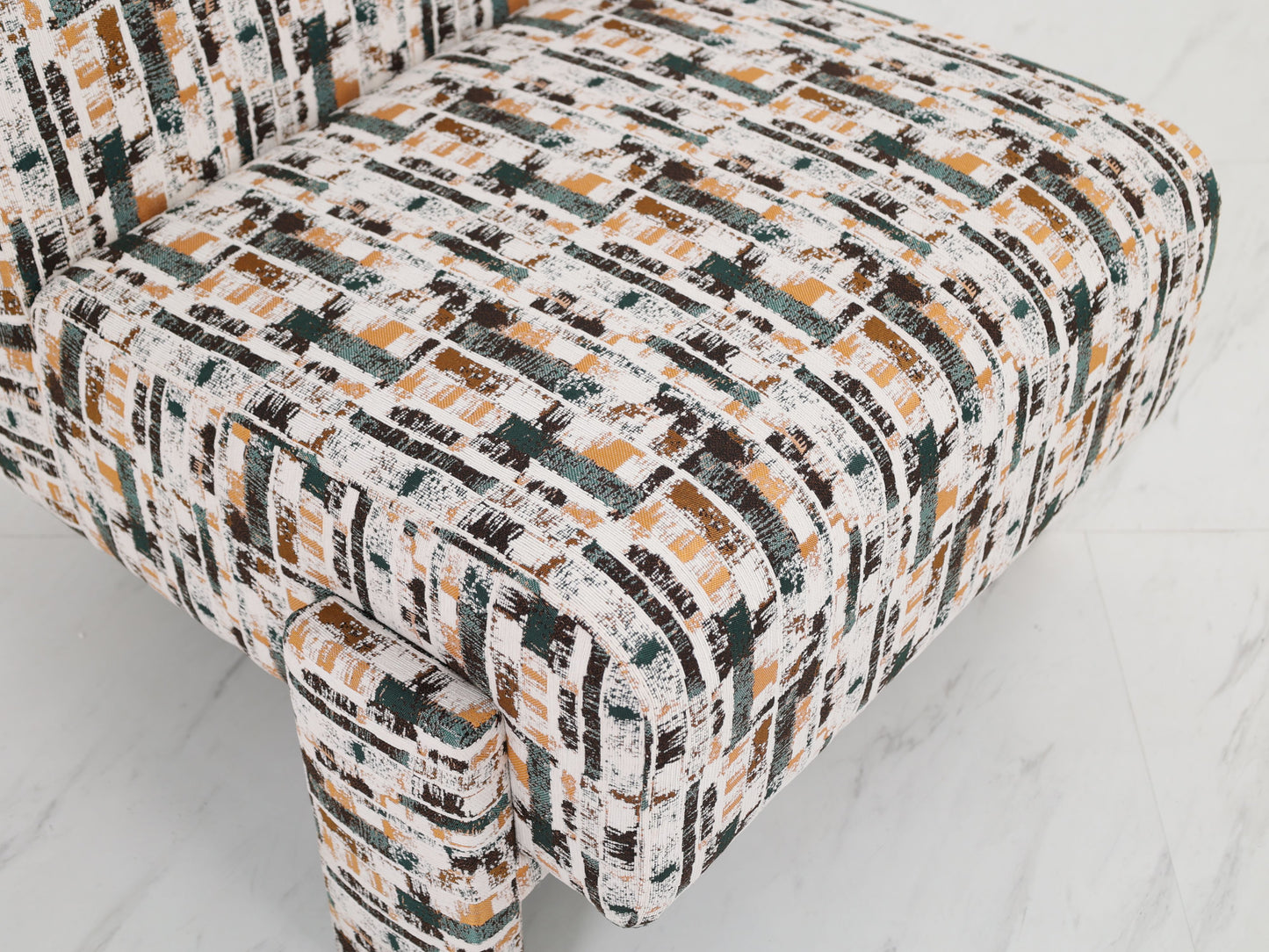Moderne Retro Lounge Chair – Stoffen Fauteuil met Abstract Patroon 76x86x86