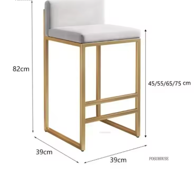 Modern Velvet Bar Stool – Minimalist Kitchen & Reception Chair with Colored Frame