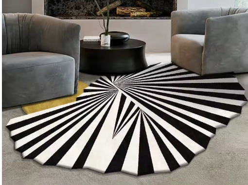 Modern Optical Art Designer Tapijt – Abstract Zwart-Wit | Luxe Statement Vloerkleed