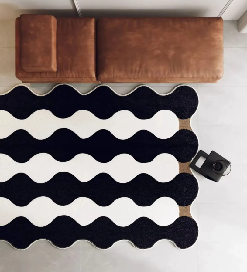 Onregelmatig minimalistisch zwart wit golftapijt Design