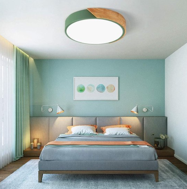 Scandinavische Plafondlamp – Creatief & Modern – Hout & Groen Design – Voor Woonkamer, Slaapkamer of Thuiskantoor