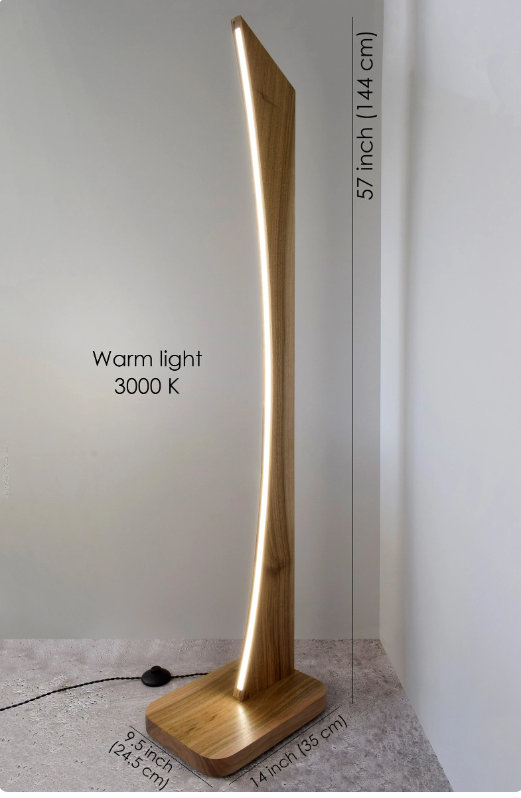 Houten Hoekvloerlamp met dimmer