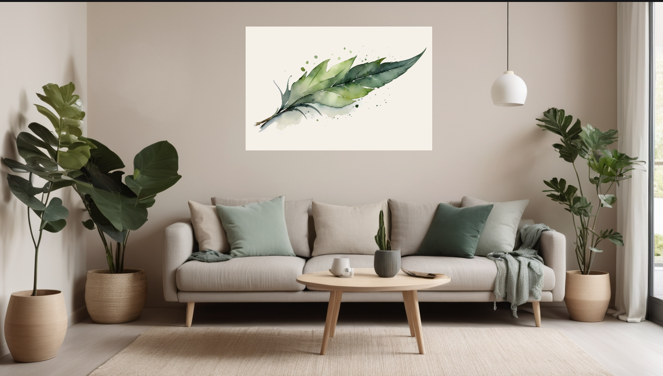 Canvas wanddecoratie met botanische lijntekening – geleverd met gratis ophangset, perfect voor woonkamers en kantoren.
