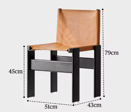 Japanese Retro Dining Chair in Solid Wood with Oil Wax Leather – Designer Monk Chair
