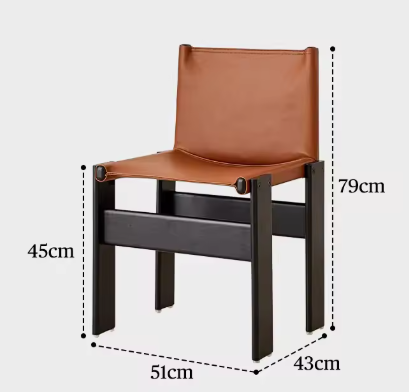 Japanese Retro Dining Chair in Solid Wood with Oil Wax Leather – Designer Monk Chair