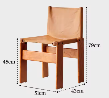 Japanese Retro Dining Chair in Solid Wood with Oil Wax Leather – Designer Monk Chair