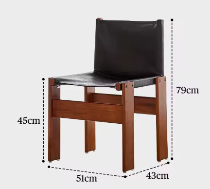 Japanese Retro Dining Chair in Solid Wood with Oil Wax Leather – Designer Monk Chair
