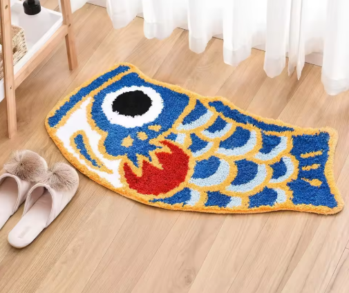 Exclusive Koi Rug – Luxury Hand Tufted Cashmere Look Japanese Style Carpet – Non-Slip & Absorbent