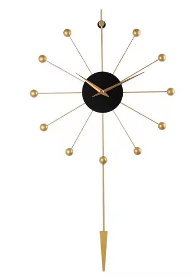 Design Wandklok Goud-Zwart – Luxe Metalen Klok 53x96,9 cm voor Moderne Interieurs