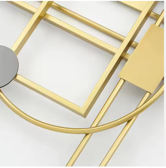 FUDA Abstracte 3D Metalen Wanddecoratie – Gouden Geometrie wanddecoratie 144 × 74 × 6 cm