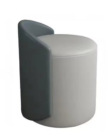 Modern Houndstooth Design Stool with Leather Backrest – Comfortable Makeup Stool & Footstool
