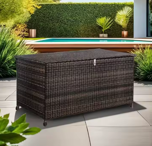 Duurzame Rieten Opbergbox voor Buiten – 120L Waterdicht & Opvouwbaar – PE Rotan, Weerbestendig & Milieuvriendelijk