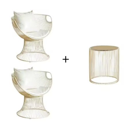 Italiaanse Design Draadstoel in Witte Metaal met Kussen – Moderne Lounge Chair voor buiten