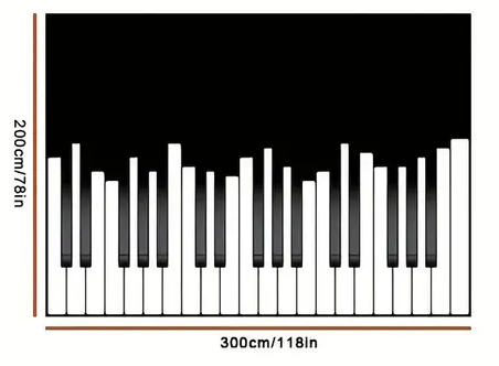 Tapis design piano - 850 g/m², lavable, motif piano géométrique moderne noir et blanc, ultra doux à poils ras avec envers antidérapant - Un accroche-regard exclusif pour le salon, la chambre et le bureau