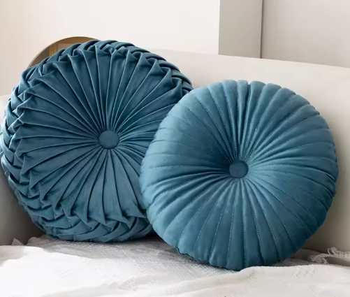Ronde Pompoenkussens set 35x35x10 en 41x41x13 cm – Decoratief Taillekussen | Zacht Wielkussen voor Bank, Futon & Woonkamerdecoratie