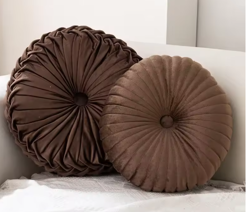 Ronde Pompoenkussens set 35x35x10 en 41x41x13 cm – Decoratief Taillekussen | Zacht Wielkussen voor Bank, Futon & Woonkamerdecoratie