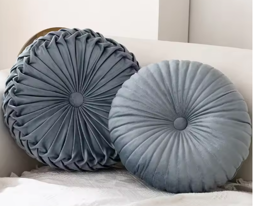 Ronde Pompoenkussens set 35x35x10 en 41x41x13 cm – Decoratief Taillekussen | Zacht Wielkussen voor Bank, Futon & Woonkamerdecoratie