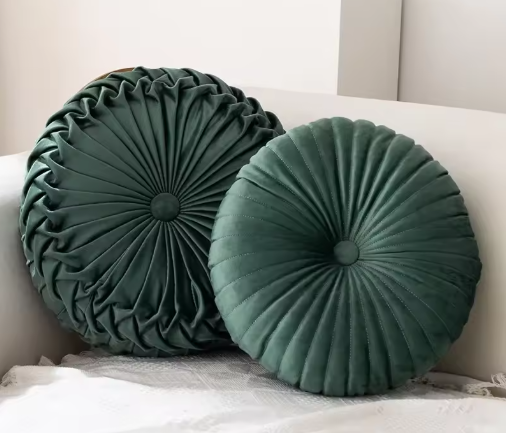 Ronde Pompoenkussens set 35x35x10 en 41x41x13 cm – Decoratief Taillekussen | Zacht Wielkussen voor Bank, Futon & Woonkamerdecoratie