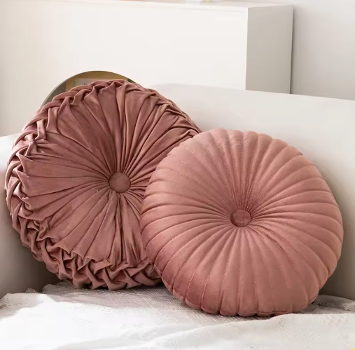 Ronde Pompoenkussens set 35x35x10 en 41x41x13 cm – Decoratief Taillekussen | Zacht Wielkussen voor Bank, Futon & Woonkamerdecoratie