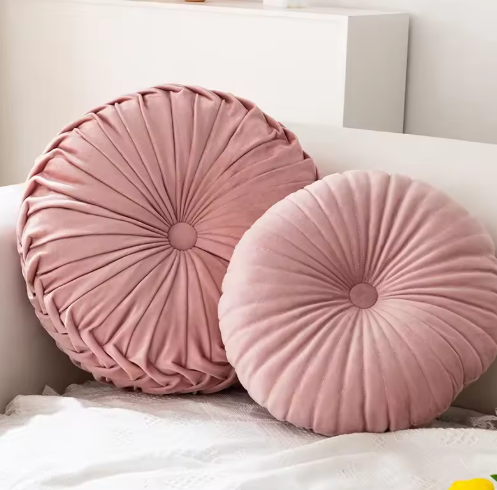 Ronde Pompoenkussens set 35x35x10 en 41x41x13 cm – Decoratief Taillekussen | Zacht Wielkussen voor Bank, Futon & Woonkamerdecoratie