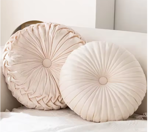 Ronde Pompoenkussens set 35x35x10 en 41x41x13 cm – Decoratief Taillekussen | Zacht Wielkussen voor Bank, Futon & Woonkamerdecoratie