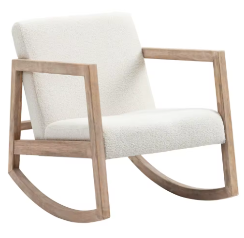 Homcom Luxe Schommelstoel – Gestoffeerd met Zachte Schapenvacht – 60x81x71 cm