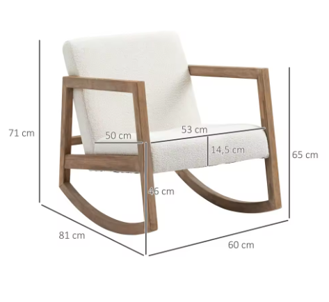 Homcom Luxe Schommelstoel – Gestoffeerd met Zachte Schapenvacht – 60x81x71 cm