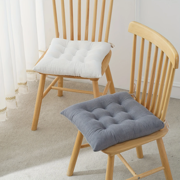 Klassieke Wasbare Stoelkussens met Strikken – Set van 4 Luxe Eetkamerstoelkussens | Comfort & Design voor Thuis en Kantoor