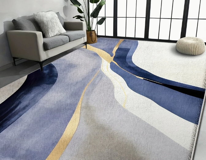 Ultra-zacht gradient tapijt met luxe uitstraling op lichte vloer.