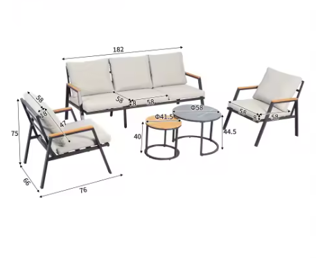 Industriële Outdoor Loungeset| Duurzaam Metaal & Houtdesign