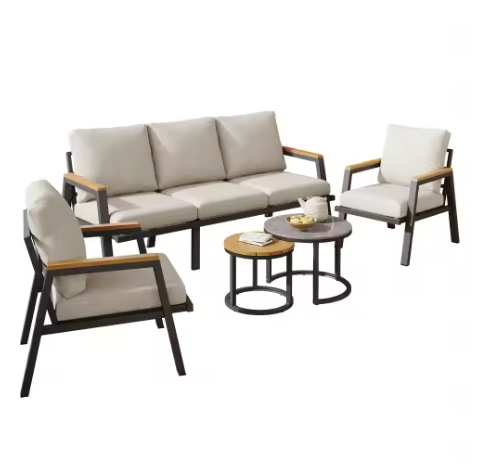 Industriële Outdoor Loungeset| Duurzaam Metaal & Houtdesign
