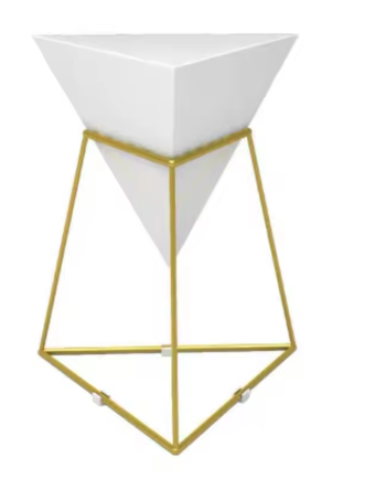 Design Bijzettafel 'Pyramid' – Geometrisch Metaal | Zwart of Wit – Moderne Luxe Stijl 46x55cm