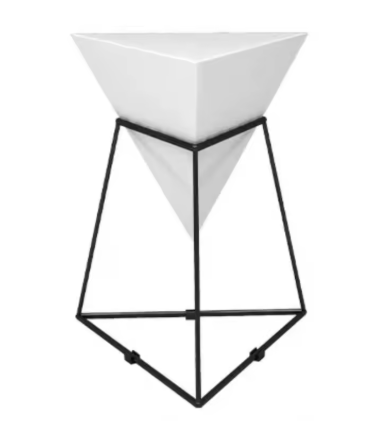 Design Bijzettafel 'Pyramid' – Geometrisch Metaal | Zwart of Wit – Moderne Luxe Stijl 46x55cm