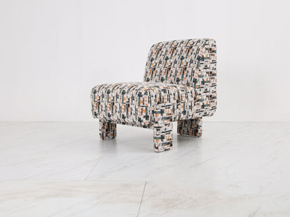 Moderne Retro Lounge Chair – Stoffen Fauteuil met Abstract Patroon 76x86x86