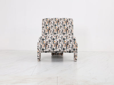 Moderne Retro Lounge Chair – Stoffen Fauteuil met Abstract Patroon 76x86x86
