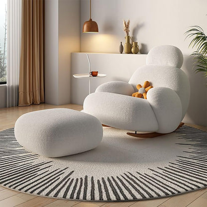 Ergonomische schommelstoel met stevige constructie van ijzer en massief hout, ideaal voor een luxueuze zitervaring in elke woonkamer of slaapkamer.