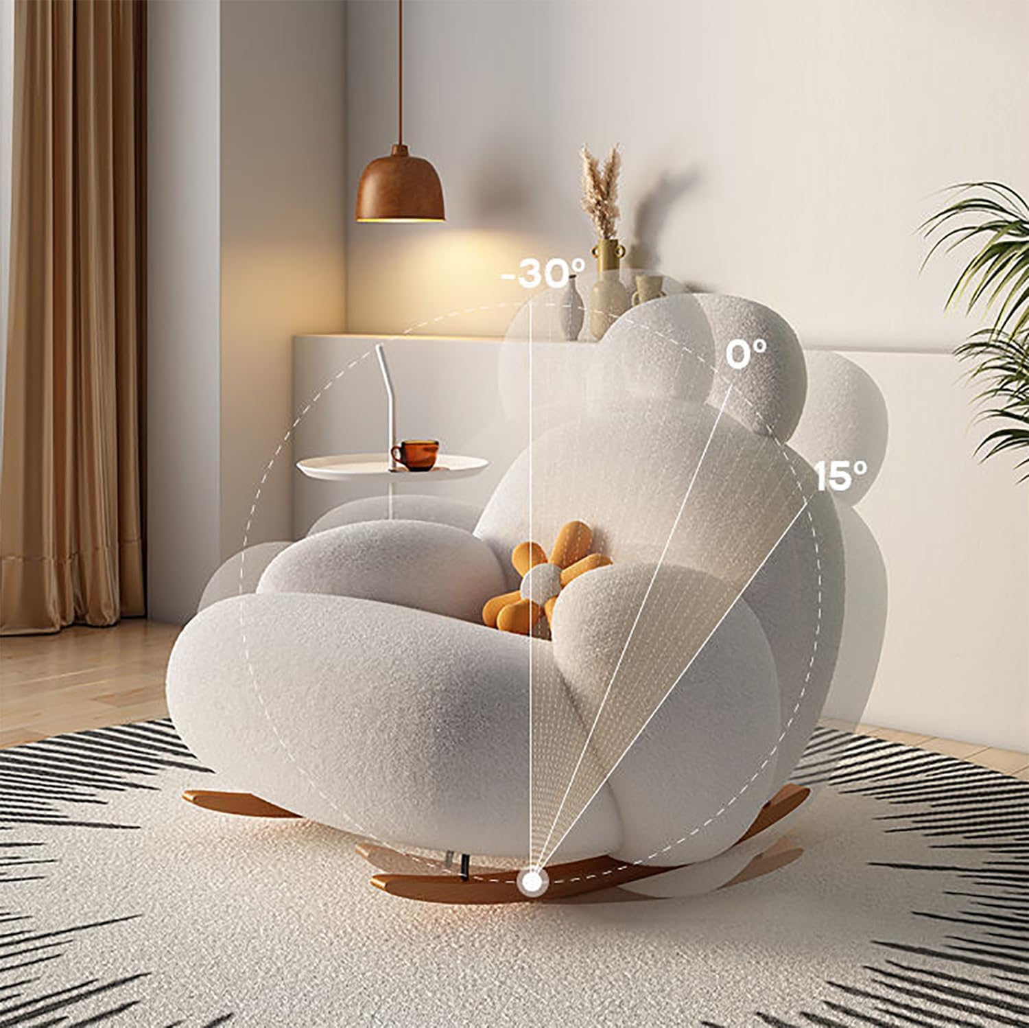 Schommelstoel met ademende stof en schuimvulling voor een luxueuze zitervaring, perfect voor elke ruimte zoals woonkamer, kantoor of slaapkamer.