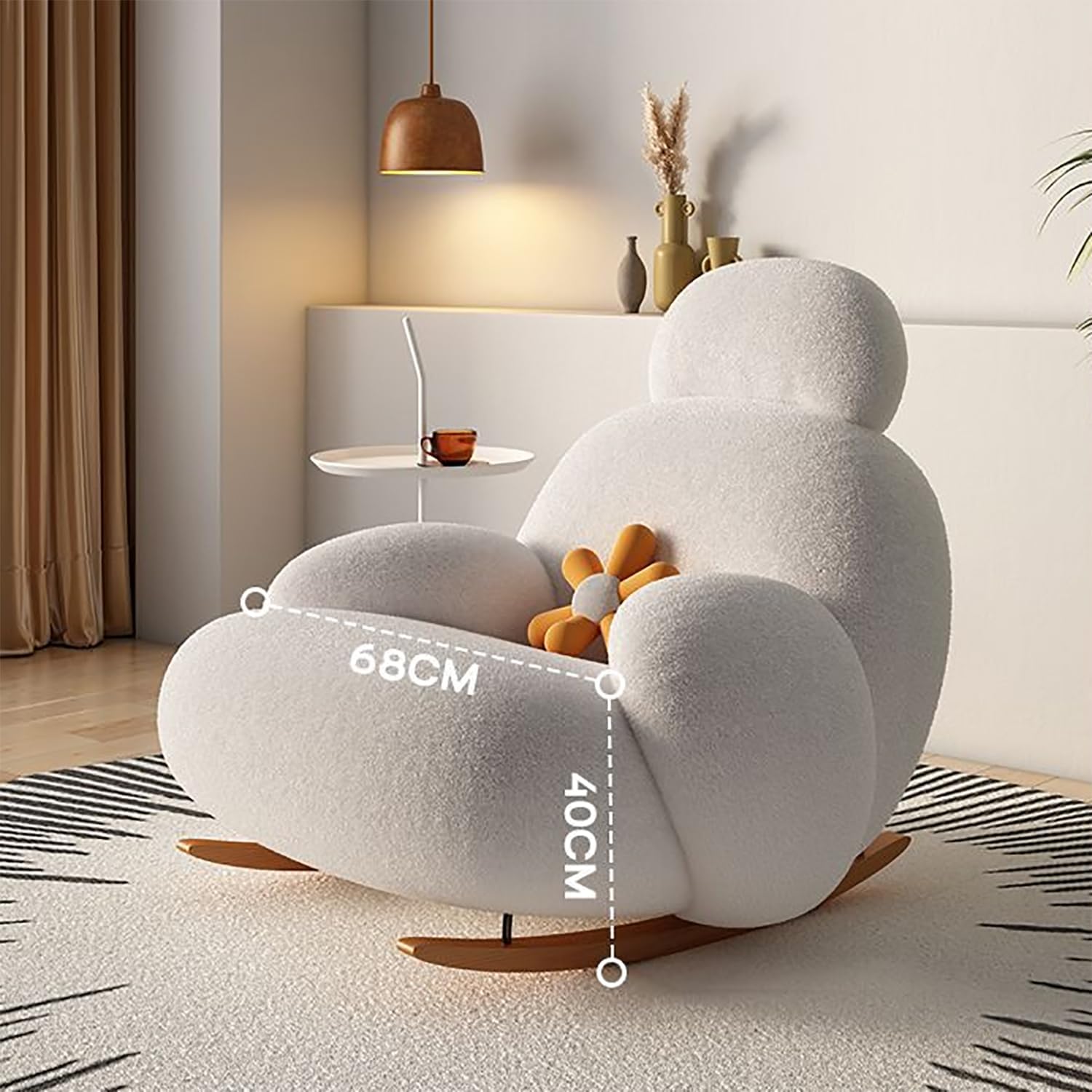 Stijlvolle schommelstoel met ergonomisch ontwerp, zachte armleuningen en rugleuning voor optimaal comfort en ondersteuning.