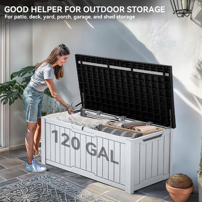Premium Tuinopbergbox – 454L | Wit-Grijs