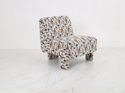 Moderne Retro Lounge Chair – Stoffen Fauteuil met Abstract Patroon 76x86x86