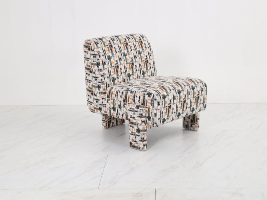 Moderne Retro Lounge Chair – Stoffen Fauteuil met Abstract Patroon 76x86x86
