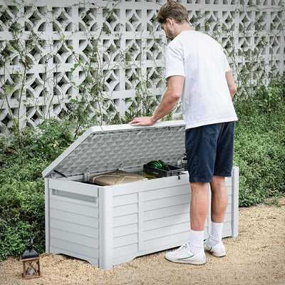 Luxury Garden Storage Box – 450L | White | Waterproof &amp; Lockable