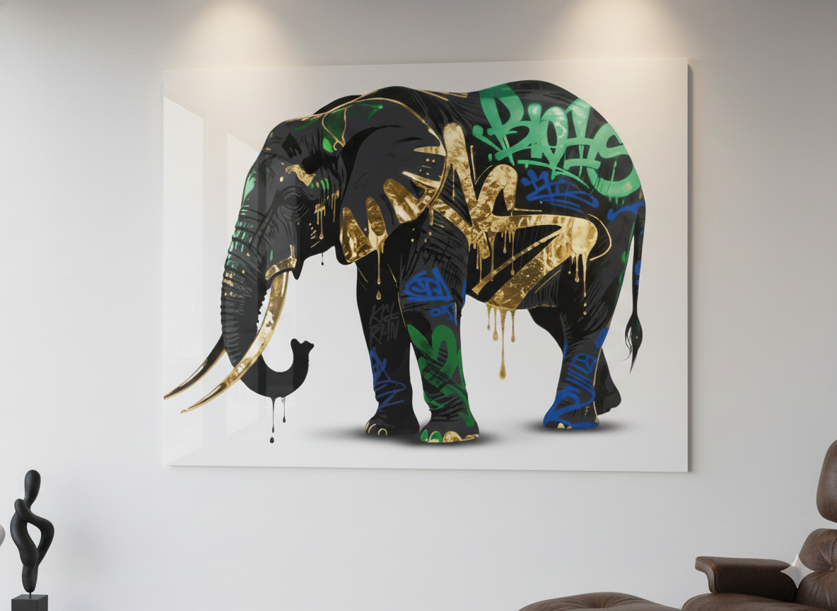 De Getagde Mastodont oplage 100 op plexiglas 120x80cm