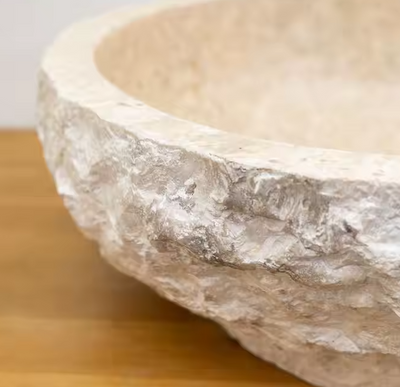 Beige Travertin Marmeren Lavabo 120x40x15cm – Natuurlijke Steen – Luxe Badkamer Wastafel – Handgemaakt & Duurzaam