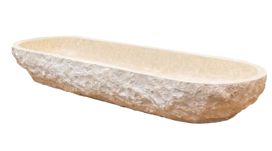 Beige Travertin Marmeren Lavabo 120x40x15cm – Natuurlijke Steen – Luxe Badkamer Wastafel – Handgemaakt & Duurzaam