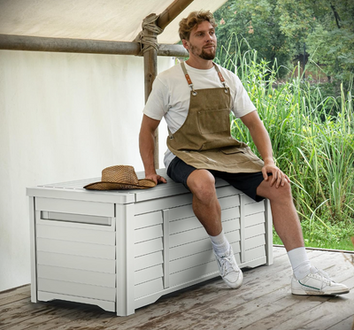 Luxury Garden Storage Box – 450L | White | Waterproof &amp; Lockable