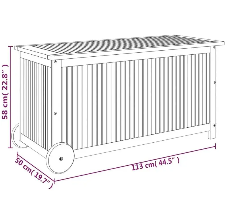 Luxe Buitenopbergkist met Wielen – 113×50×58 cm | Massief Acaciahout